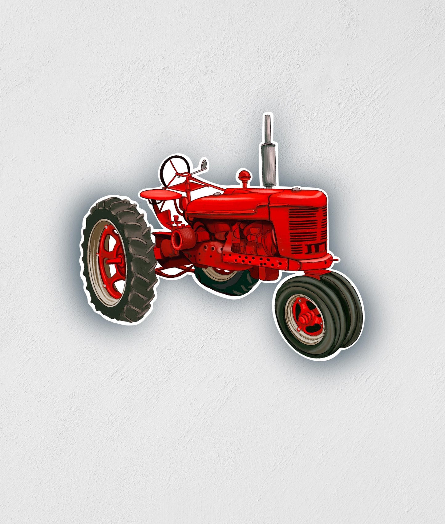 Red Tractor Sticker: Waterproof Farming Decal