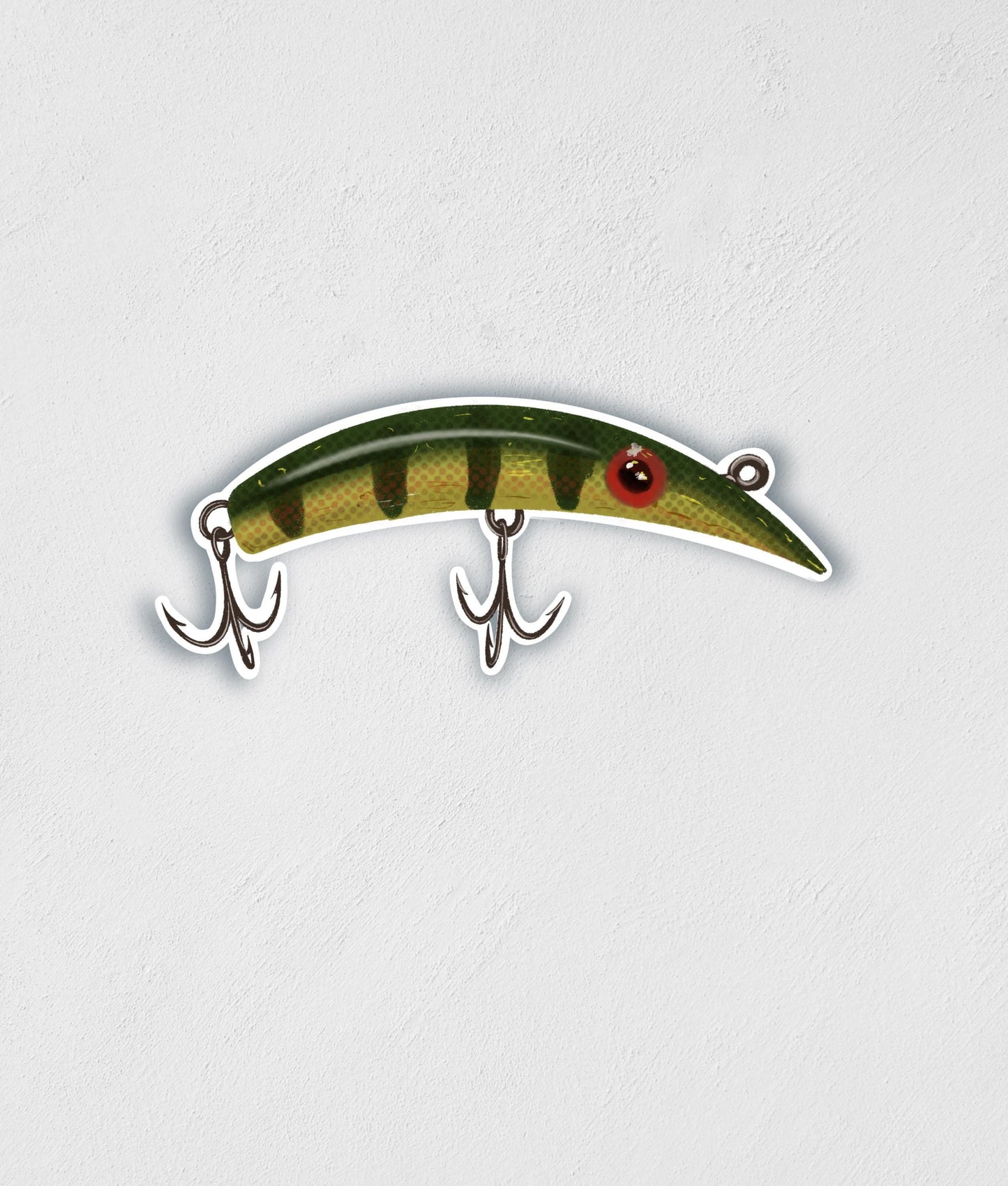 Vintage Perch Lure Sticker: Waterproof Fishing Decal