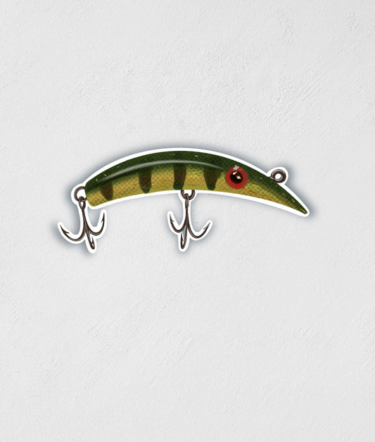 Vintage Perch Lure Sticker: Waterproof Fishing Decal