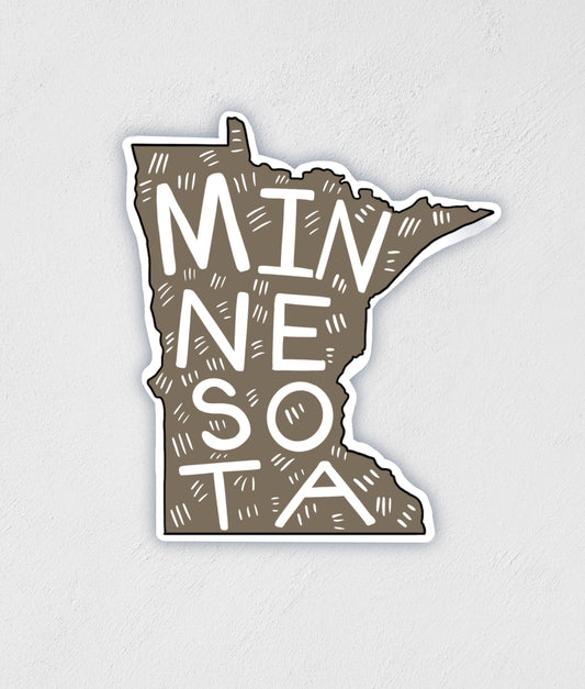 Minnesota State Sticker: Waterproof MN Travel Decal