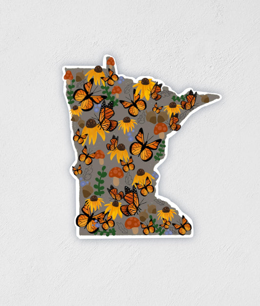 Floral Minnesota Sticker: Waterproof State Decal