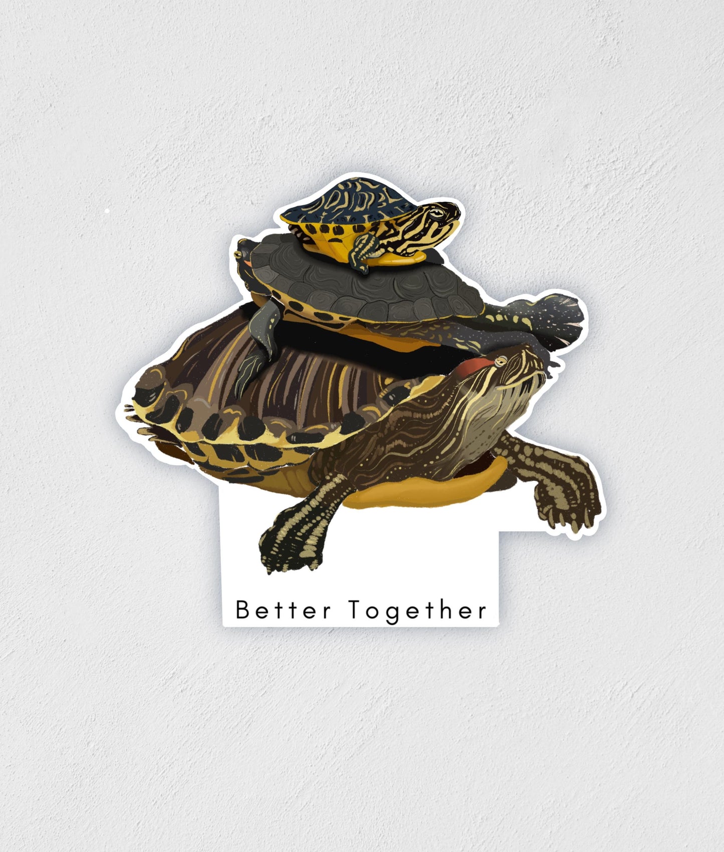 Turtles 'Better Together' Waterproof Sticker: Hand-Drawn Decal