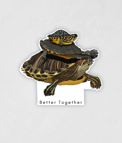 Turtles 'Better Together' Waterproof Sticker: Hand-Drawn Decal