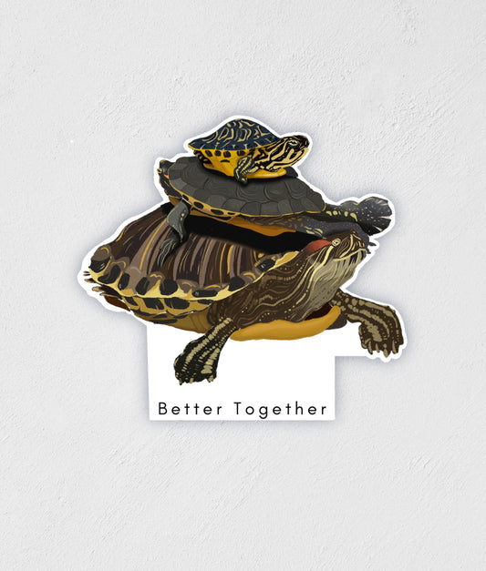 Turtles 'Better Together' Waterproof Sticker: Hand-Drawn Decal