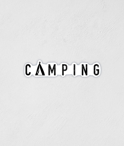 Camping Sticker: Waterproof Outdoorsy Decal (3" x 0.5")