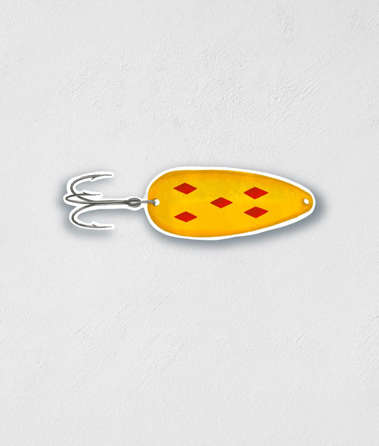 Vintage Red Diamond Fishing Lure Sticker: Waterproof Decal