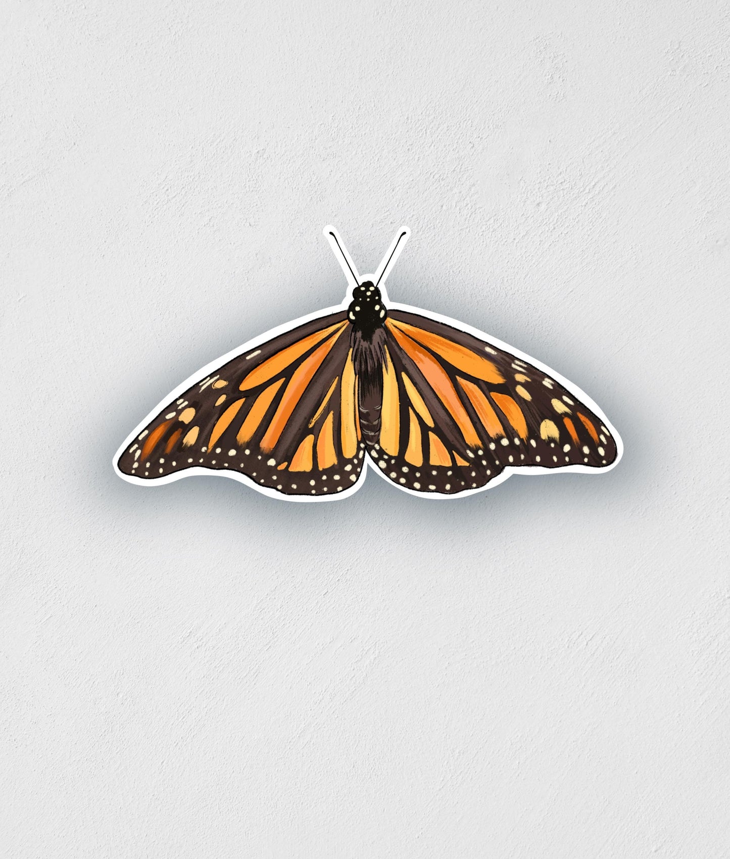 Waterproof Monarch Butterfly Sticker: Hand-Drawn Decal