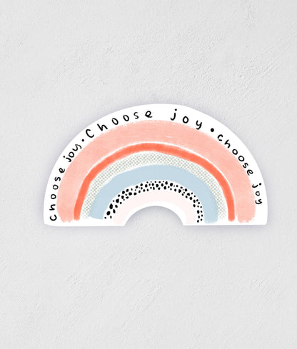 Rainbow "Choose Joy" Sticker: Inspirational Waterproof Decal