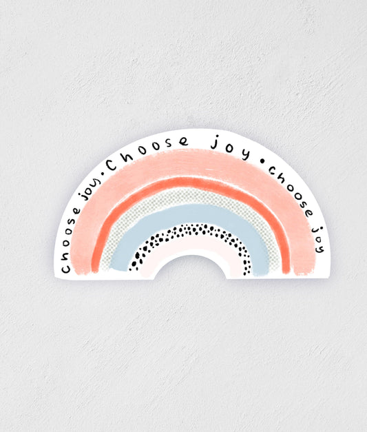 Rainbow "Choose Joy" Sticker: Inspirational Waterproof Decal