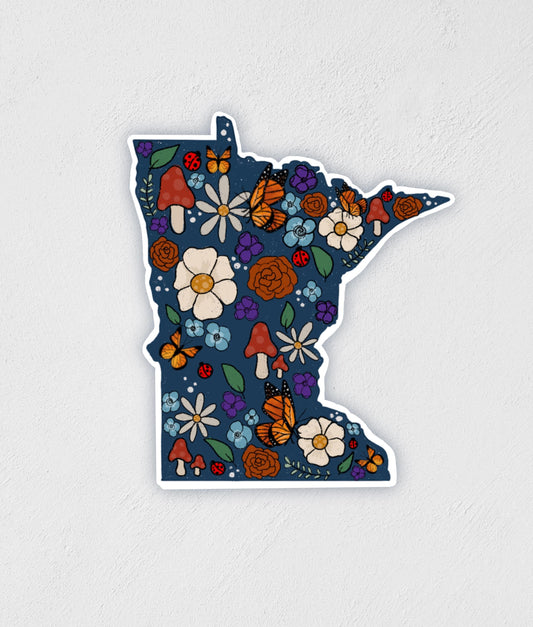 Floral Minnesota Sticker: Waterproof Trendy Decal