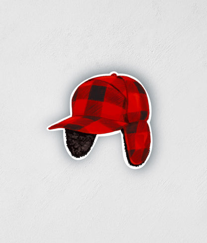 Plaid Bomber Hat Sticker: Waterproof Laptop Decal