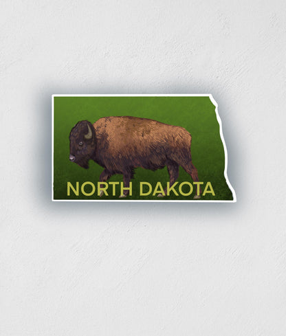 North Dakota Bison Sticker: Waterproof State Pride Decal