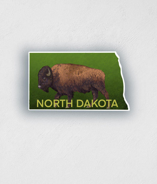 North Dakota Bison Sticker: Waterproof State Pride Decal
