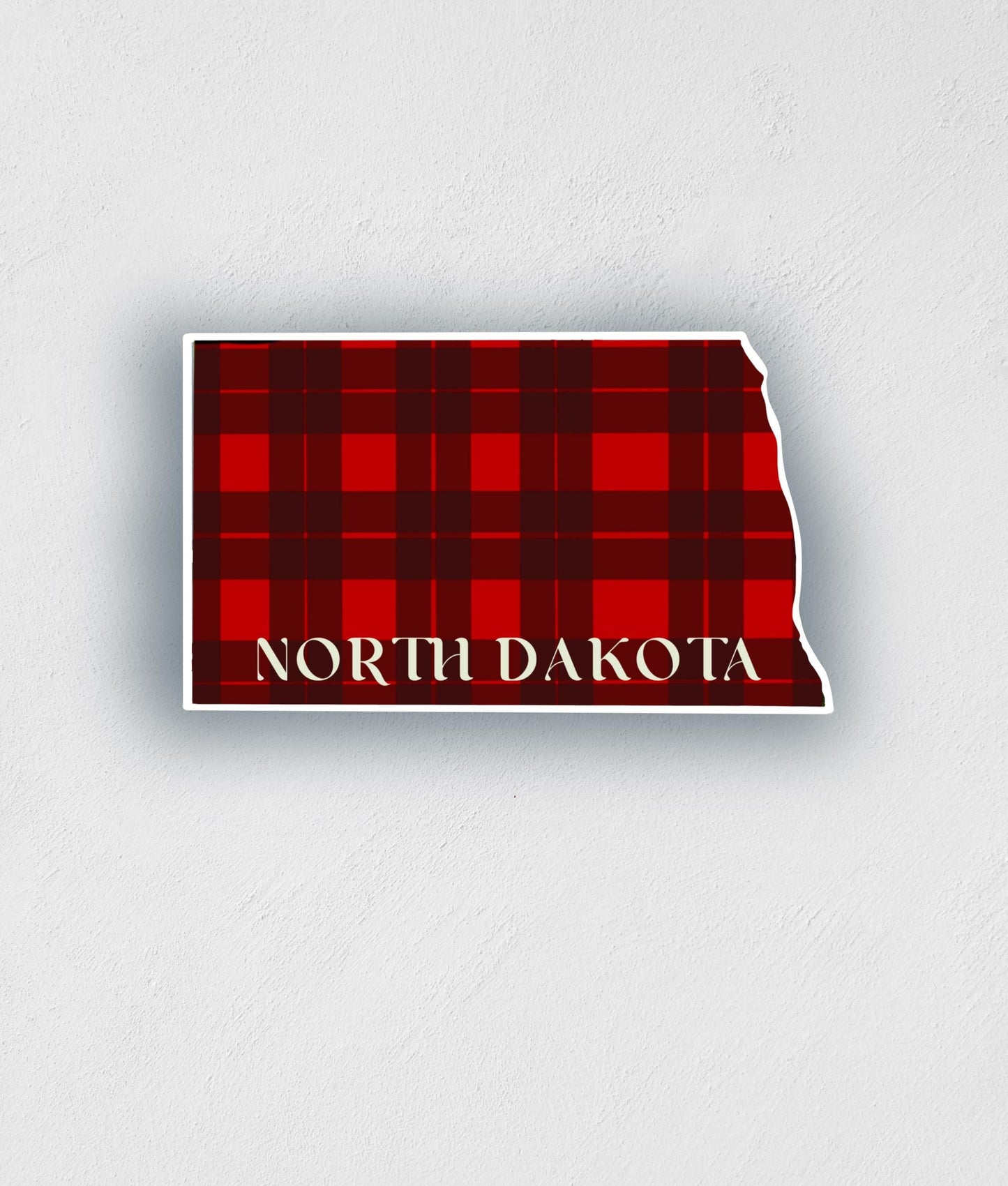 North Dakota State Sticker: Red Plaid Waterproof Decal