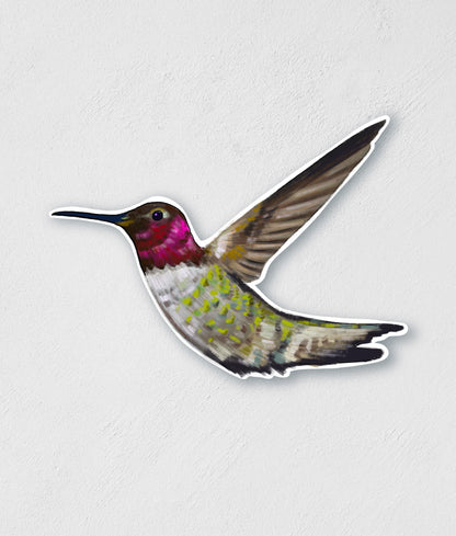 Hummingbird Sticker | Waterproof Decal, Hand-Drawn Bird Art