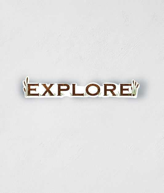 Explore Sticker: Waterproof Nature Decal for Water Bottles