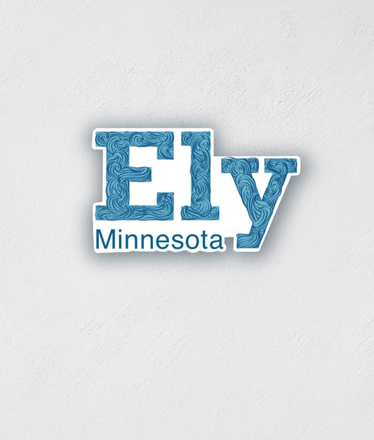 Ely Minnesota Sticker: Waterproof Waves Decal (3.1" x 1.9")