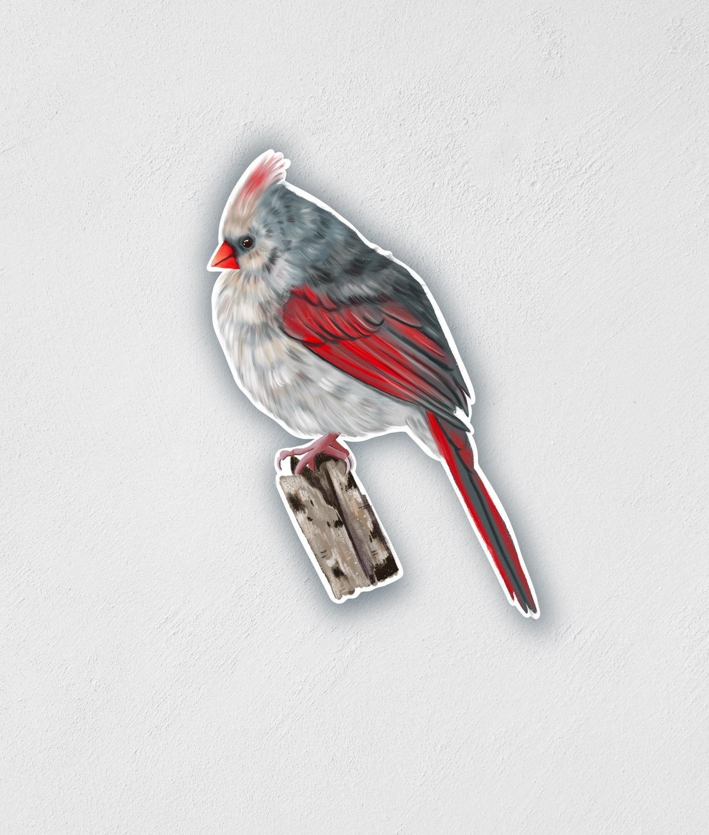 Female Cardinal Sticker: Waterproof Bird Decal