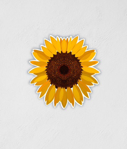 Waterproof Sunflower Sticker: Hand-Drawn Decal (3x3")
