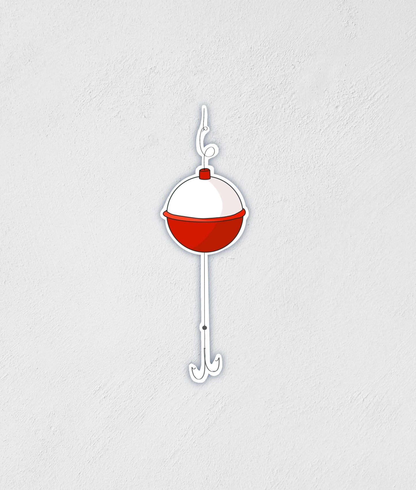 Waterproof Bobber Sticker: Hand-Drawn Fishing Decal