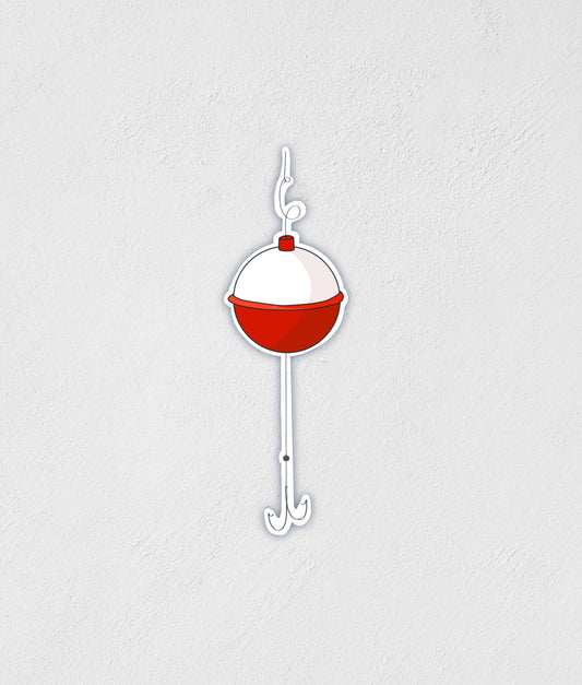 Waterproof Bobber Sticker: Hand-Drawn Fishing Decal