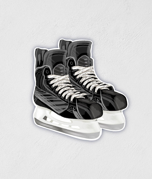 Waterproof Hockey Skates Sticker: Outdoor Water Bottle, Laptop Decal