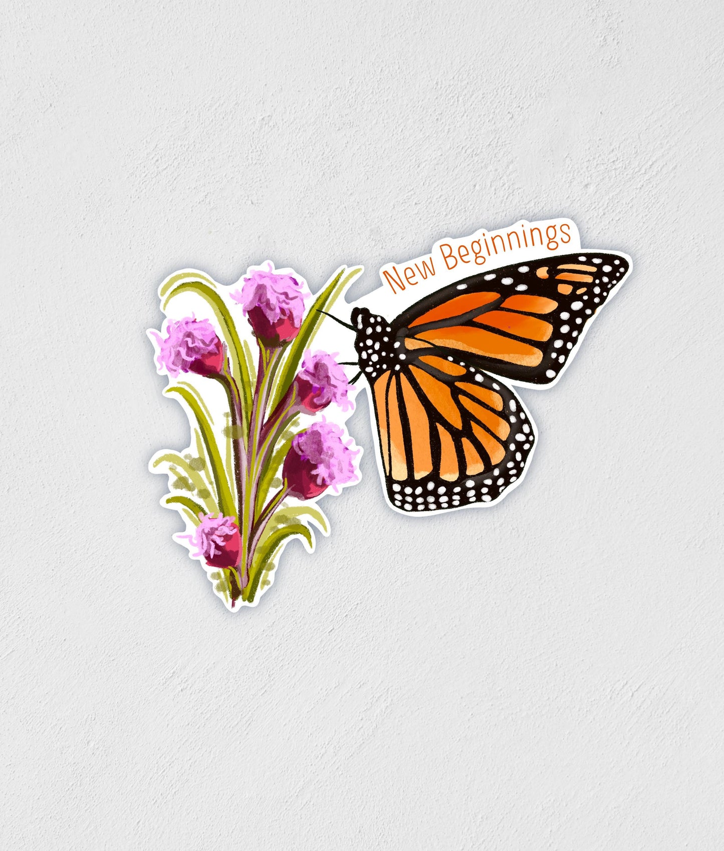 Hand-Illustrated Monarch Butterfly Sticker: Waterproof Nature Decal