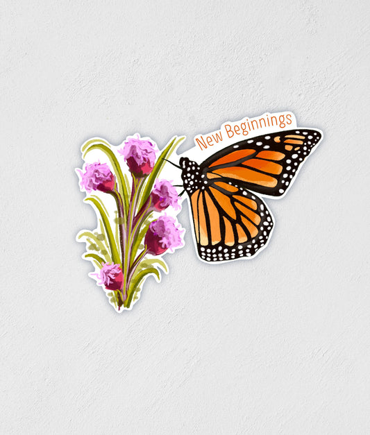 Hand-Illustrated Monarch Butterfly Sticker: Waterproof Nature Decal