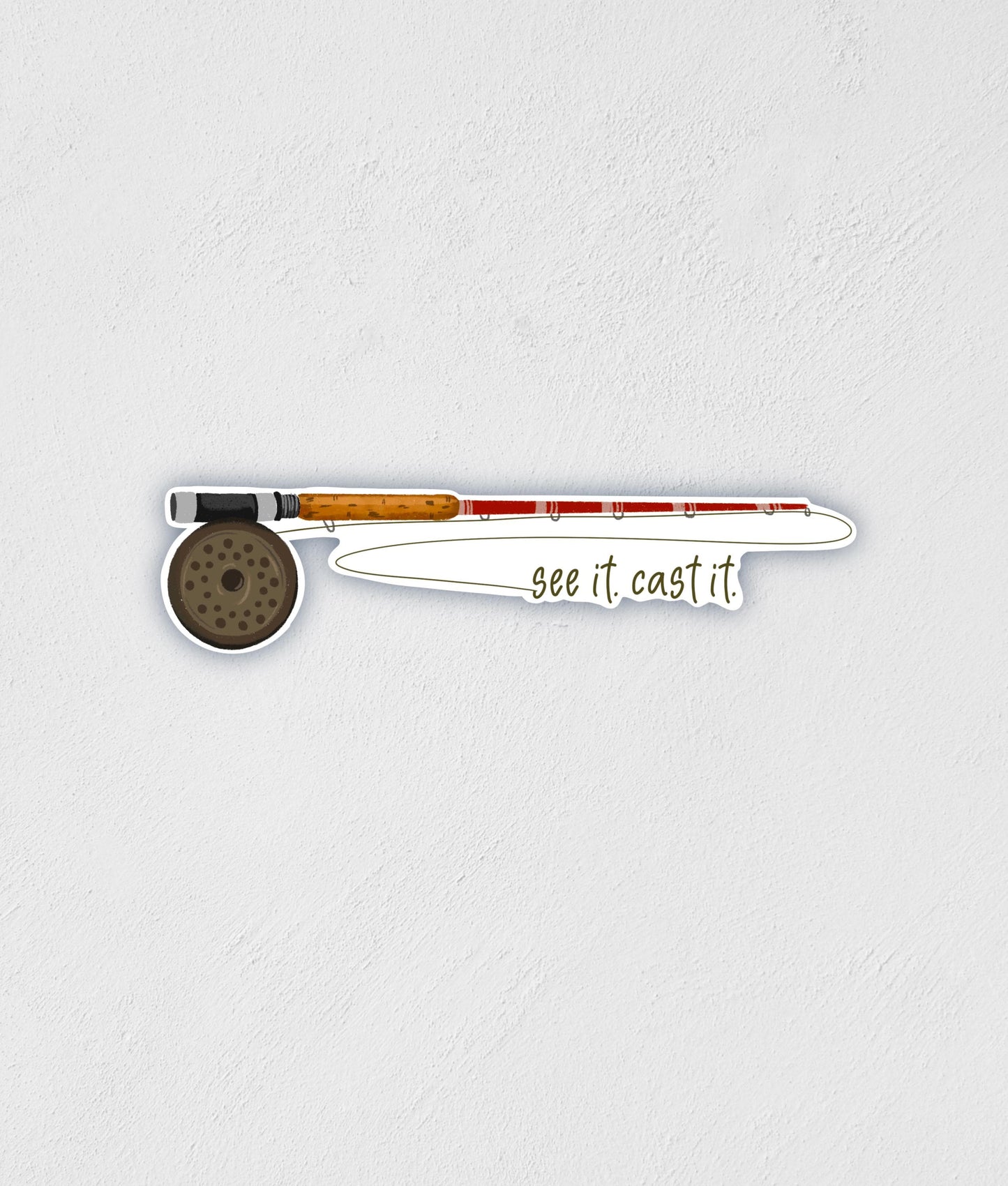 Fly Fishing Pole Sticker: Waterproof Decal for Water Bottle