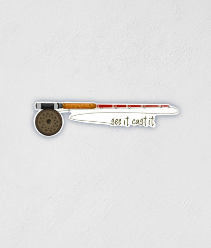 Fly Fishing Pole Sticker: Waterproof Decal for Water Bottle