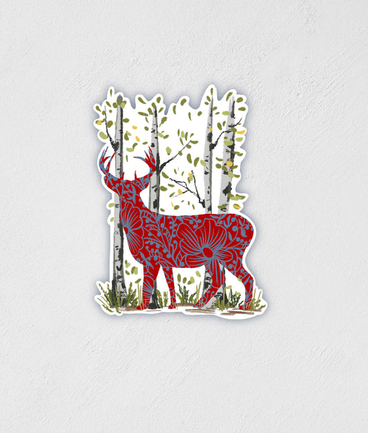 Scandinavian Deer Sticker: Waterproof Hand-Drawn Decal