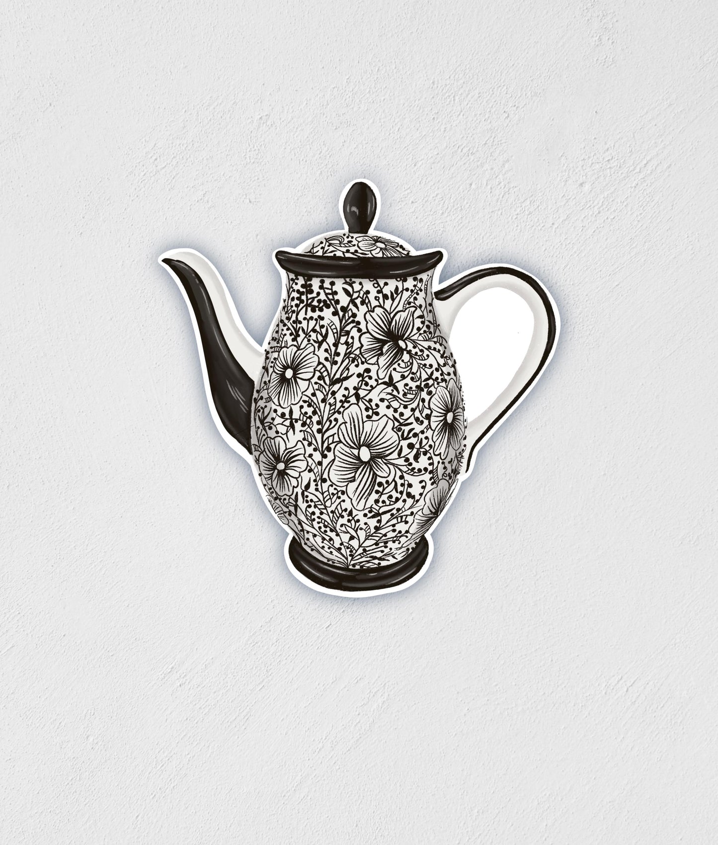 Textile Tea Cup Sticker | Waterproof | Hand-Drawn Sticker | Scandinavian | Water Bottle Laptop Decal | Birthday Gift