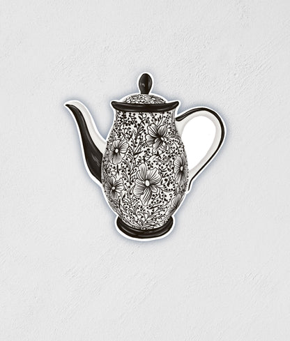 Textile Tea Cup Sticker | Waterproof | Hand-Drawn Sticker | Scandinavian | Water Bottle Laptop Decal | Birthday Gift