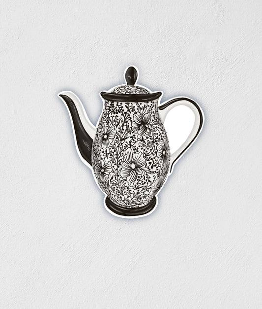 Textile Tea Cup Sticker | Waterproof | Hand-Drawn Sticker | Scandinavian | Water Bottle Laptop Decal | Birthday Gift