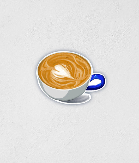 Cappuccino Sticker | Waterproof | Water Bottle Decal | Laptop | Coffee | Hand-Drawn Decal
