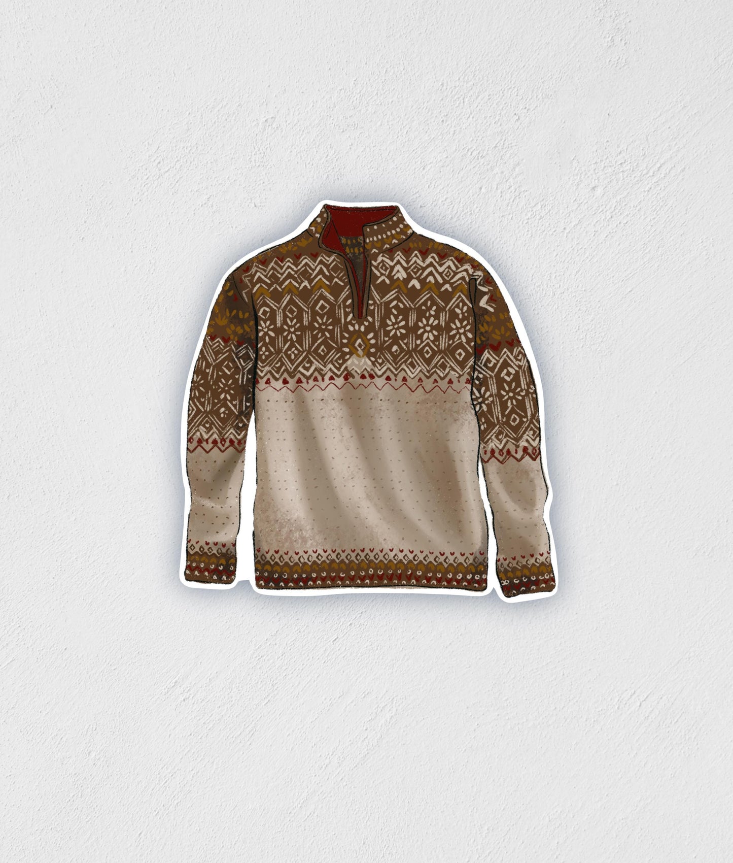Wool Sweater Sticker | Waterproof | Hand-Drawn | Scandinavian Decal | Water Bottle Laptop Sticker