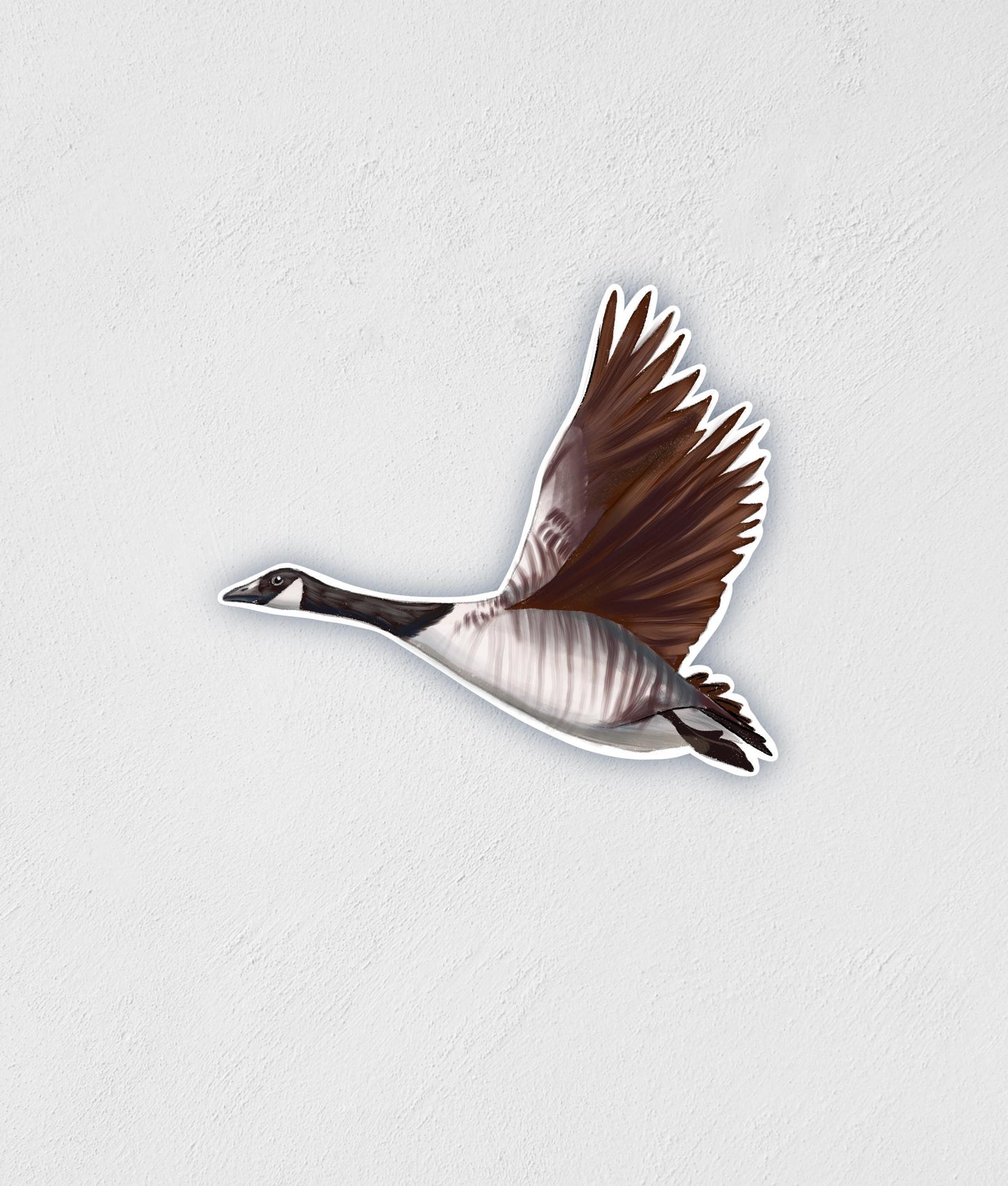 Flying Canadian Goose Sticker: Waterproof Hand-Drawn Decal