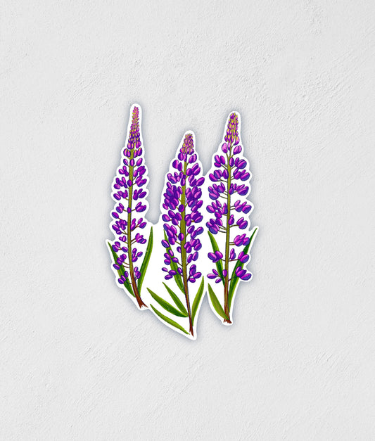 Lupine Flowers Sticker: Waterproof Wildflower Decal - Little Rocks Design