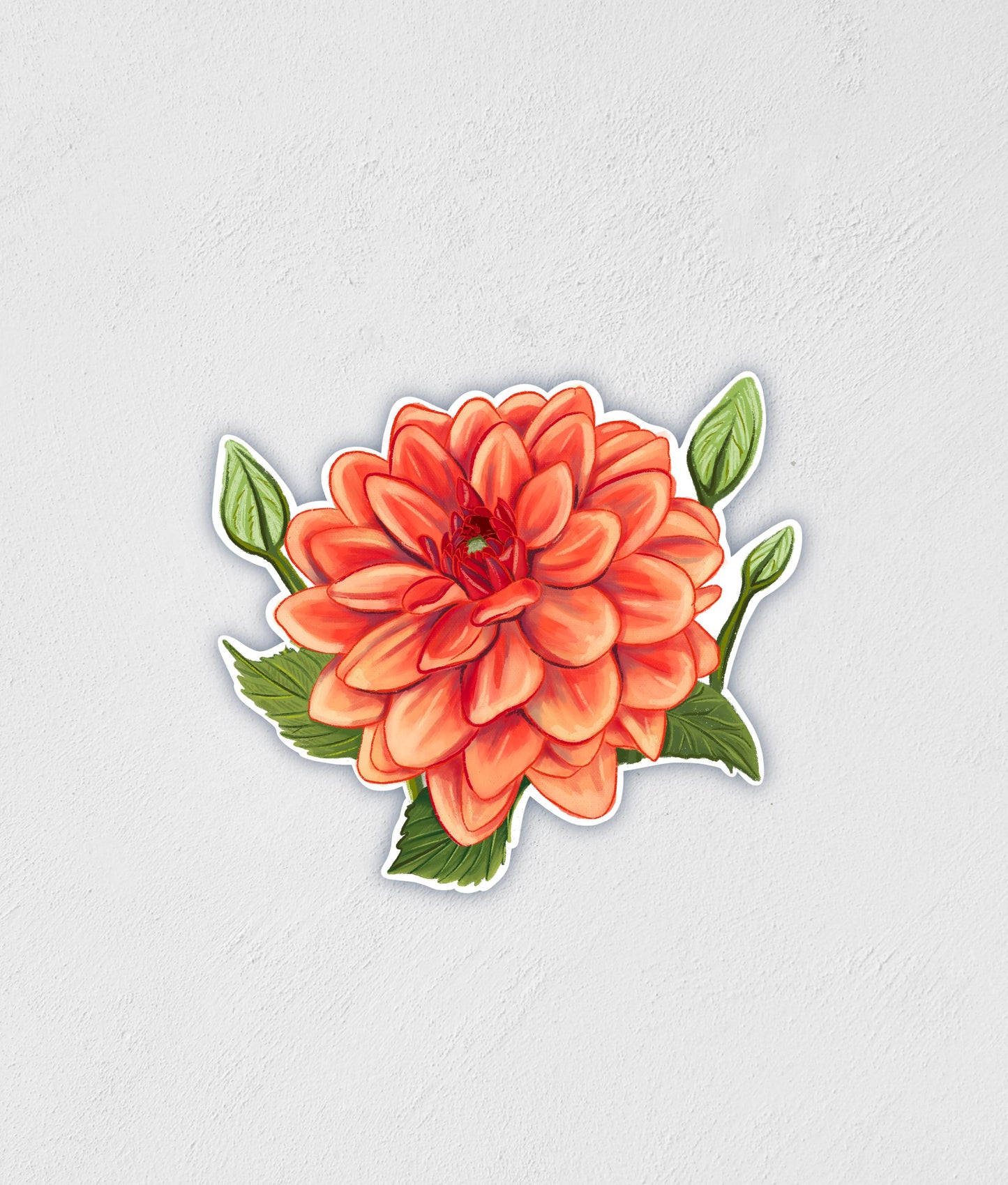 Dahlia Flower Sticker: Waterproof Botanical Decal - Little Rocks Design