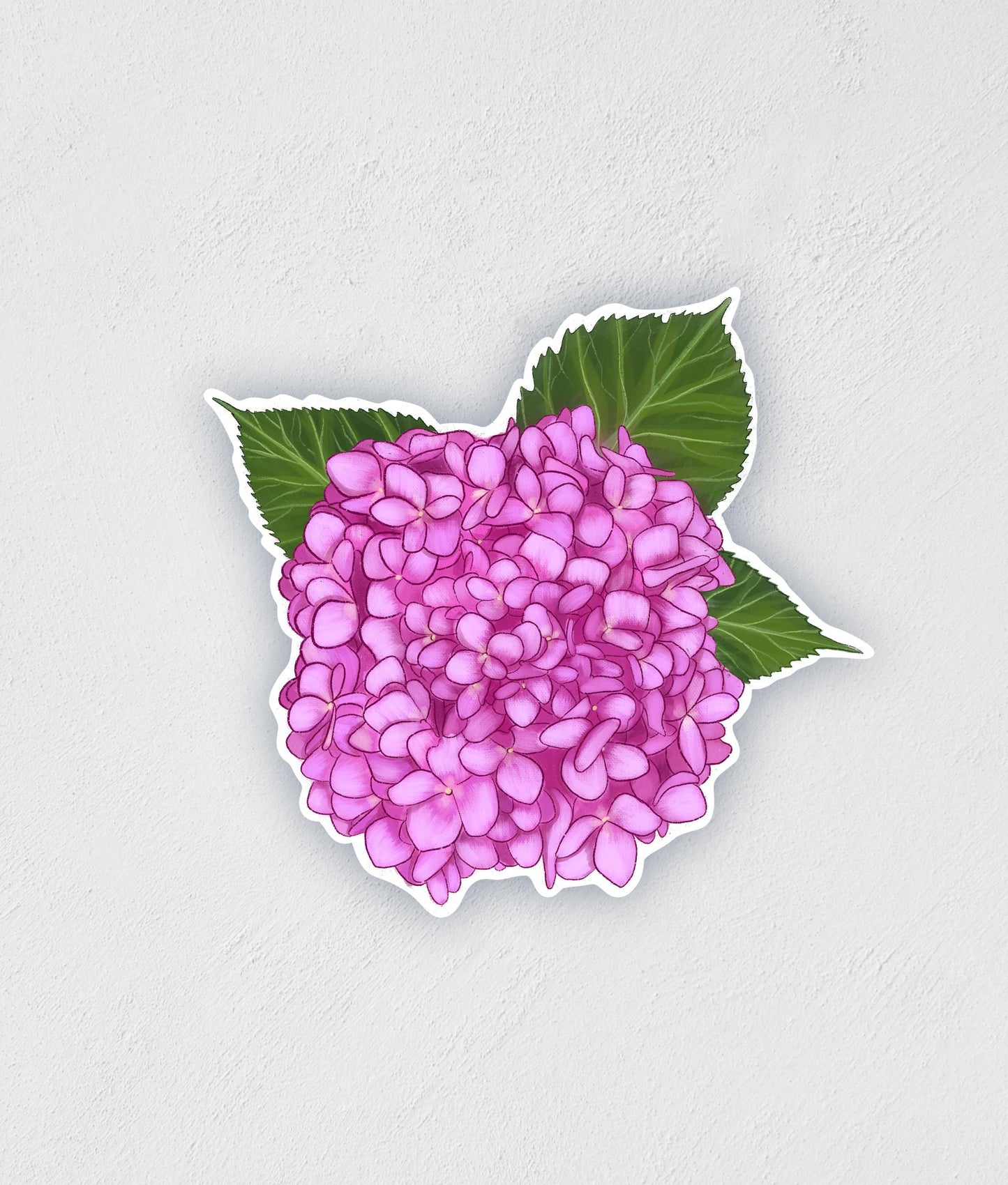 Pink Hydrangea Sticker: Waterproof Floral Decal - Little Rocks Design