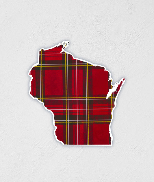Scottish Plaid Wisconsin State Sticker: Waterproof Hand-Drawn Decal