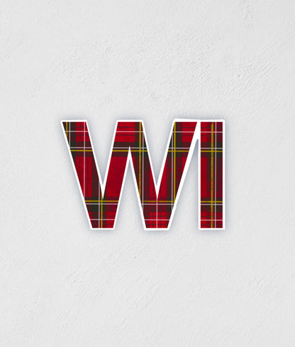 Scottish Plaid Wisconsin Sticker: Waterproof Water Bottle Decal
