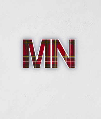 Scottish Plaid MN Sticker: Waterproof Hand-Drawn Decal