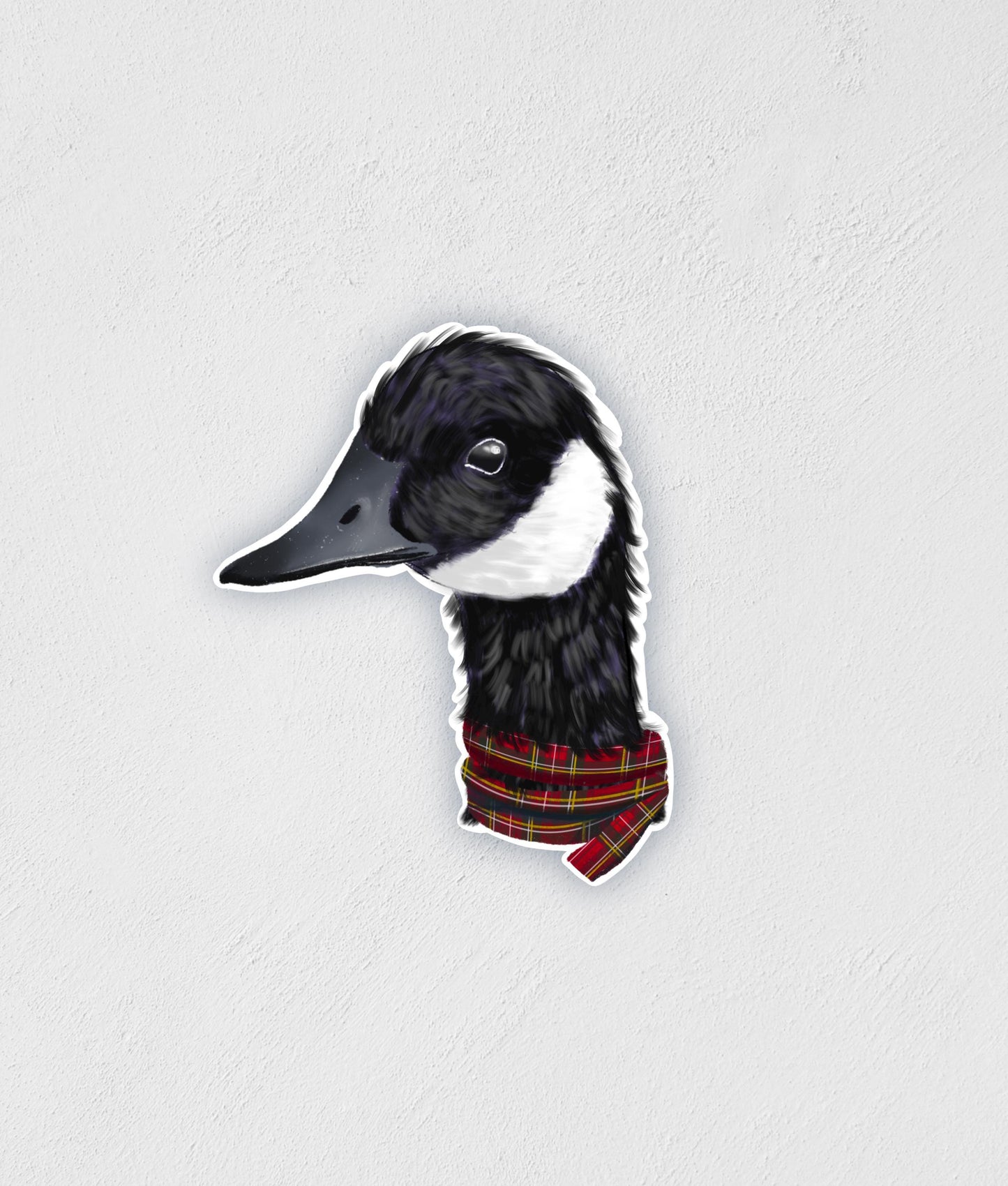 Goose in Plaid Scarf Sticker: Waterproof Hand-Drawn Decal