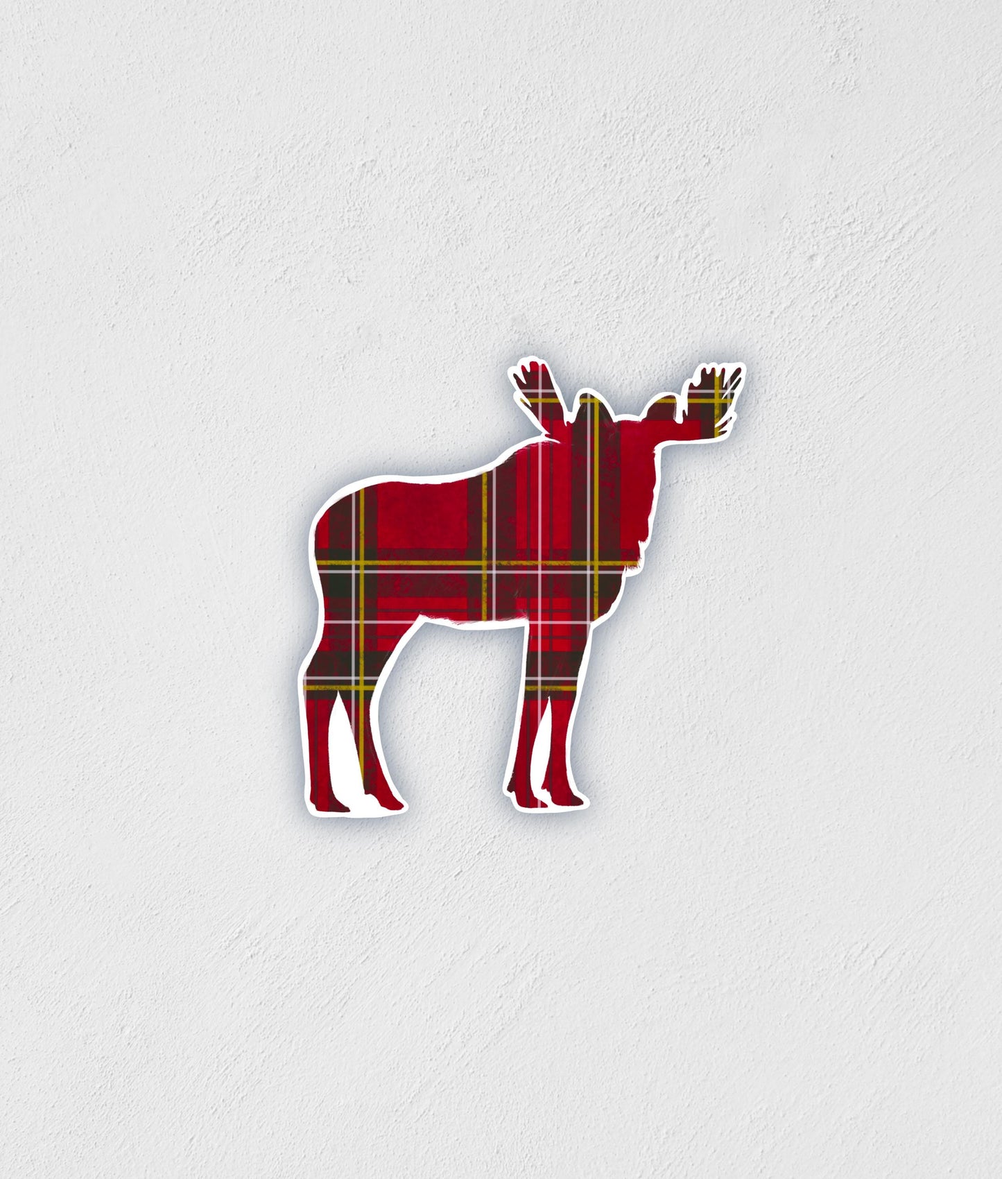 Moose Scottish Plaid Sticker | Waterproof | Northern Decal | Wildlife | Little Rocks Design | Up North Sticker