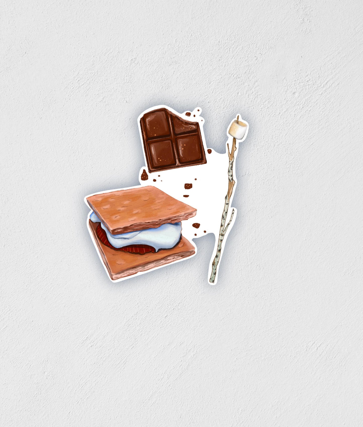 S'mores & Chocolate Sticker: Waterproof Hand-Drawn Decal