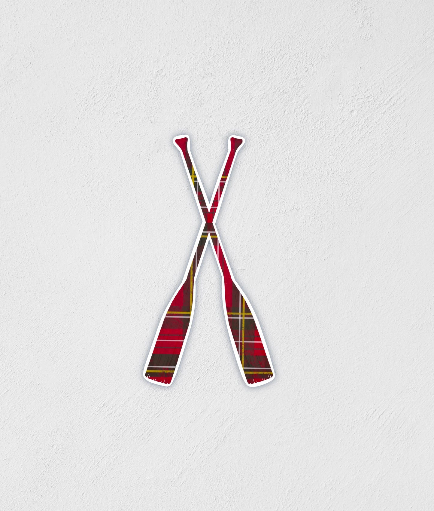 Scottish Plaid Paddles Sticker | Hand-Drawn | Waterproof Decal | Little Rocks Design | Paddling Decal