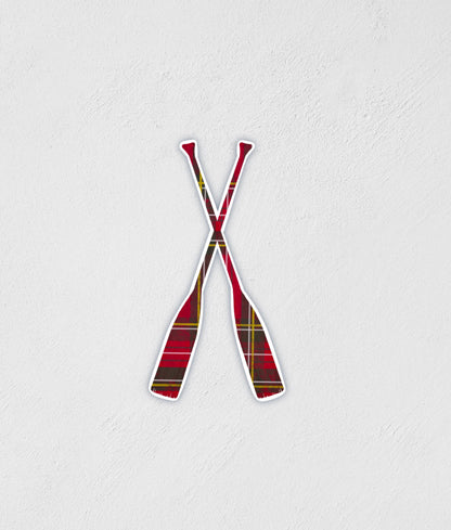 Scottish Plaid Paddles Sticker | Hand-Drawn | Waterproof Decal | Little Rocks Design | Paddling Decal