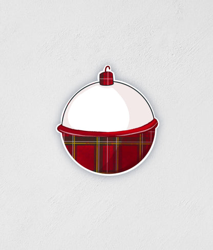 Scottish Plaid Bobber Sticker: Hand-Drawn Waterproof Fishing Decal