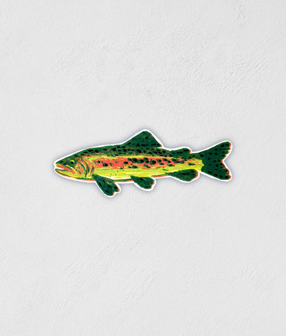 Printmaking Trout Sticker: Waterproof Fishing Decal